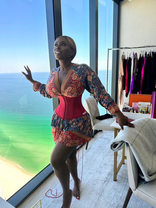 Corset Story Instant Shape Satin Longline Overbust Red - Curvy Gyals