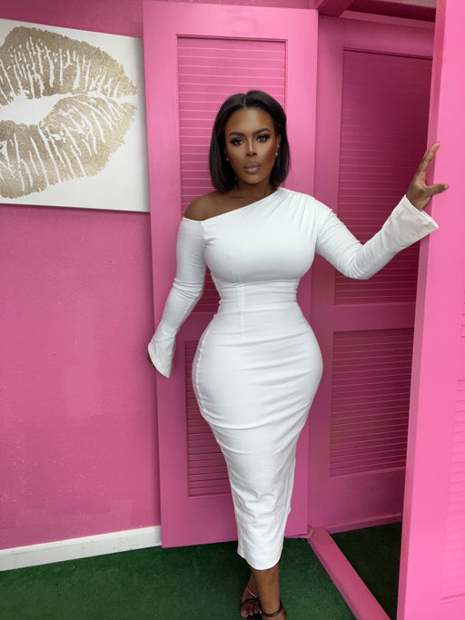White asymmetrical dress - Curvy Gyals