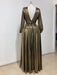 Women Plus Size Gold Metallic Fit & Flare Maxi Dress - Curvy Gyals