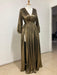 Women Plus Size Gold Metallic Fit & Flare Maxi Dress - Curvy Gyals